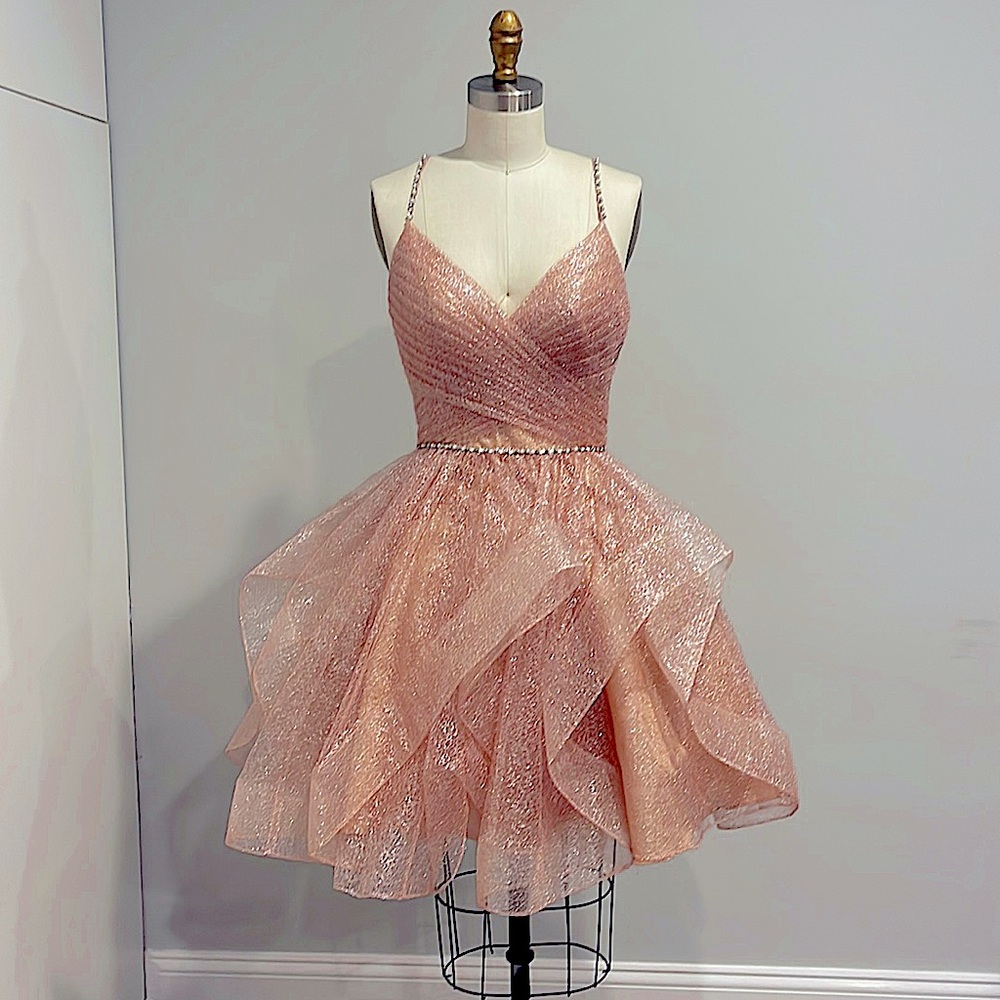 Stunning, pink blush crisscross top hem dress size 4